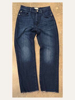DL1961 Dark Wash Skinny Jeans High Rise Raw Hem Stretch Denim Size 26